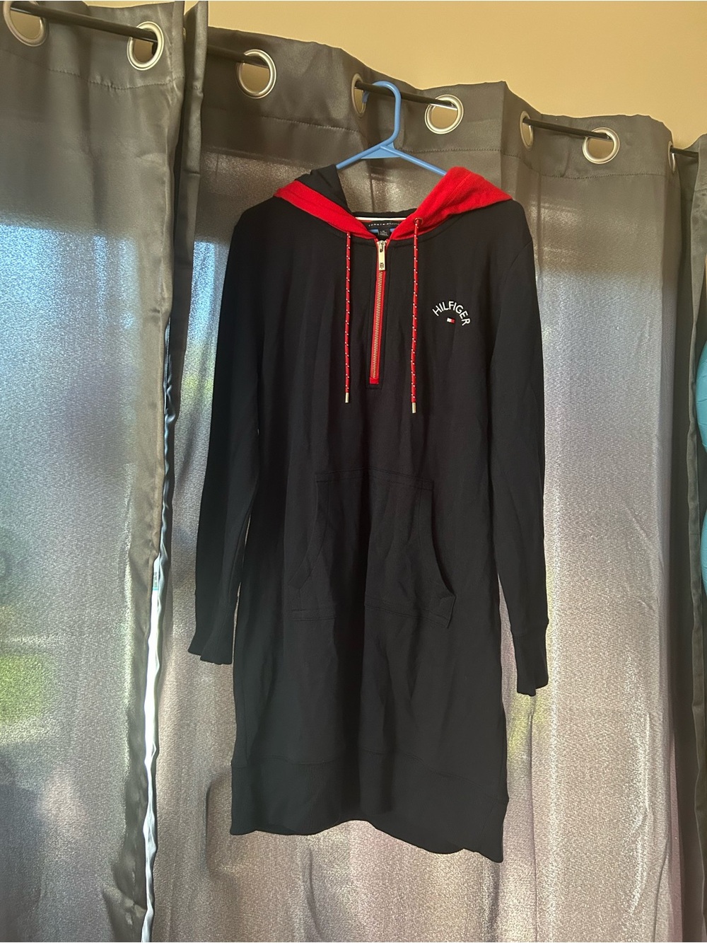 Tommy Hilfiger Black and Red Hoodie Dress